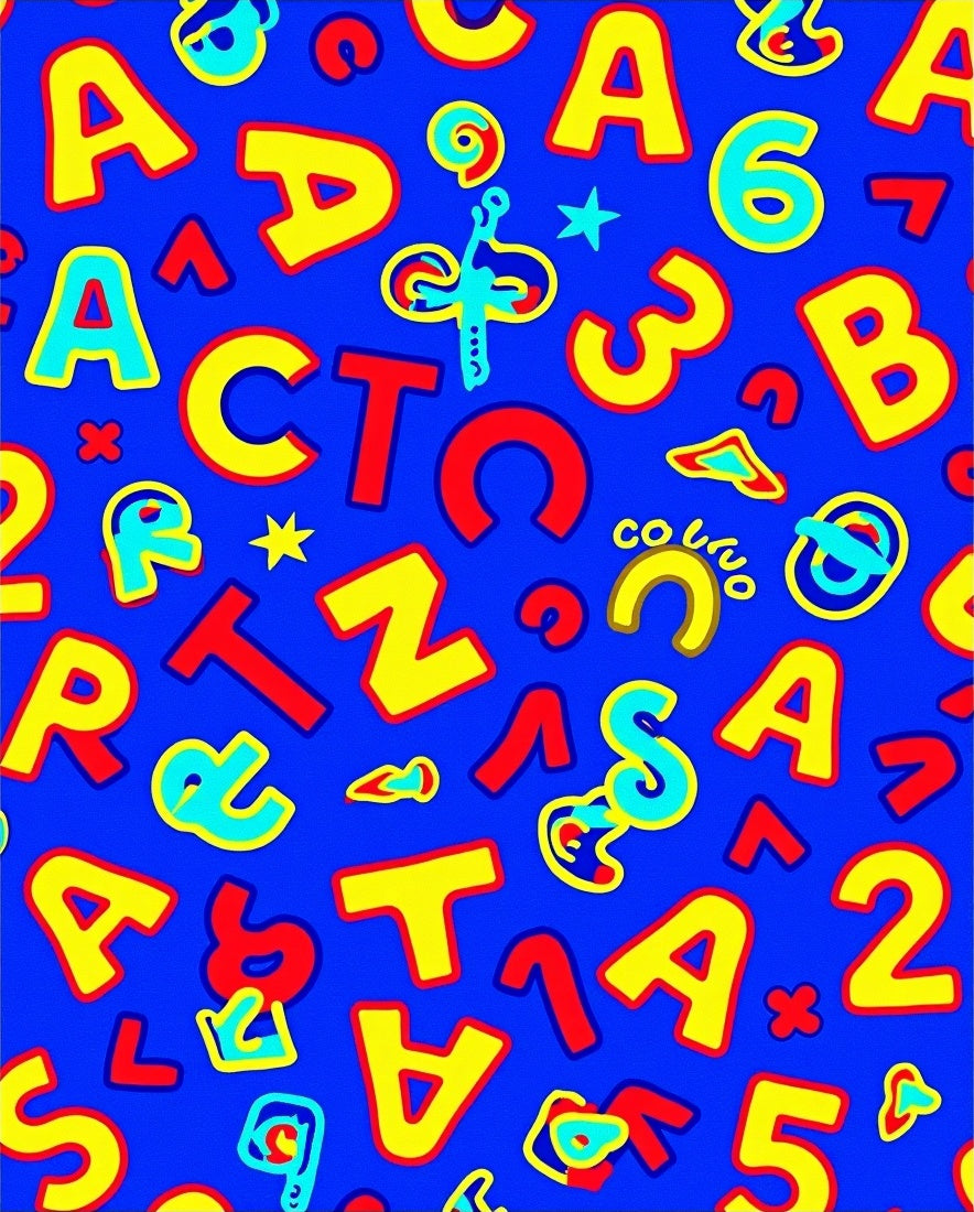 Bold Alphabet Blue Red Yellow Collage Rug