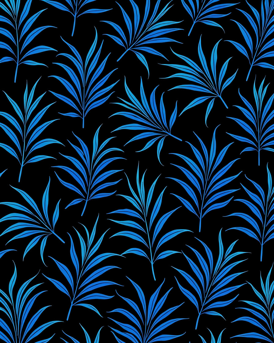 Deep Blue Tropical Foliage Rug
