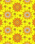 Vibrant Yellow Sunburst Floral Medallions Rug
