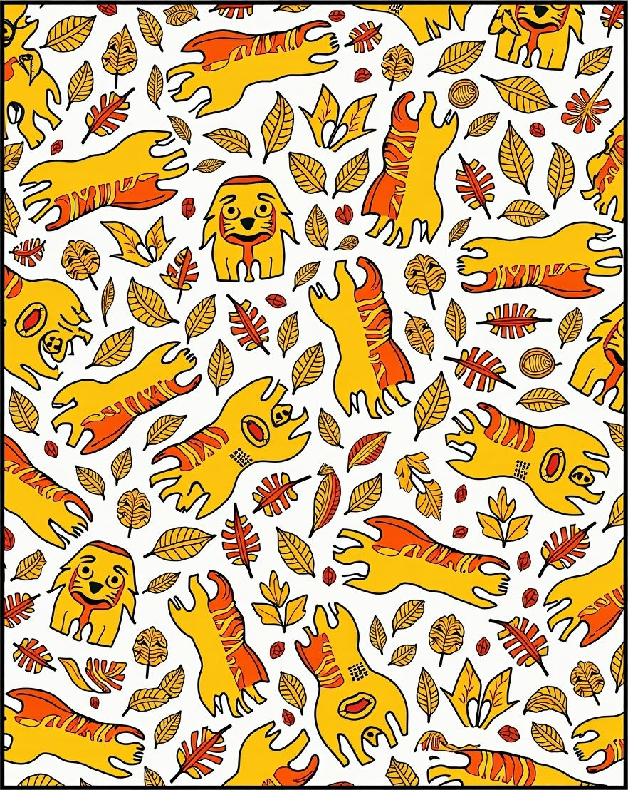 Whimsical Yellow Creature Leaf Scatter Rug
