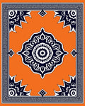 Vibrant Orange Mandala Border Rug