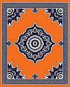 Vibrant Orange Mandala Border Rug
