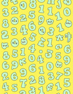 Pastel Numbers Collection on Yellow Field Rug