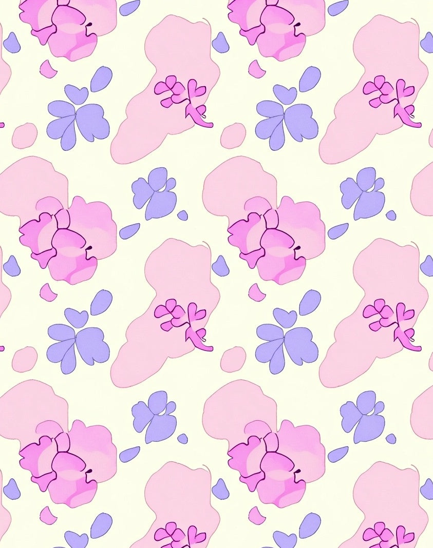 Pastel Pink Lavender Abstract Floral Rug