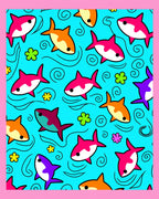 Aqua Blue Cute Shark Ocean Delight Rug