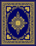 Royal Blue Gold Floral Medallion Border Rug