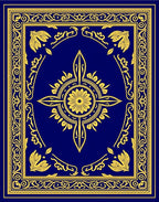 Royal Blue Gold Floral Medallion Border Rug