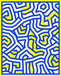 Bold Blue Yellow Abstract Maze Rug