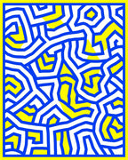 Bold Blue Yellow Abstract Maze Rug