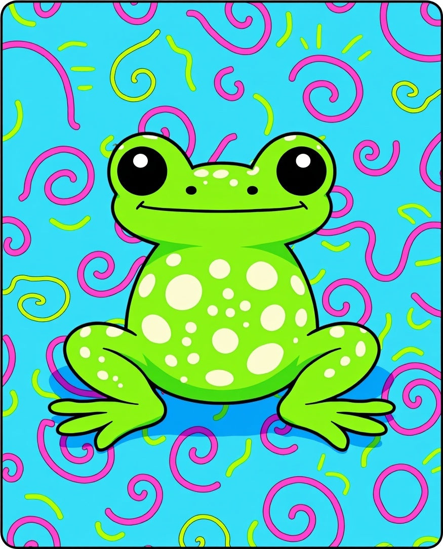 Radical Green Spotted Frog Swirls Rug
