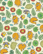 Playful Yellow Creature Jungle Foliage Rug