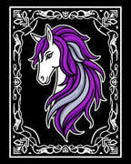 Majestic Purple Gray Horse Portrait Rug
