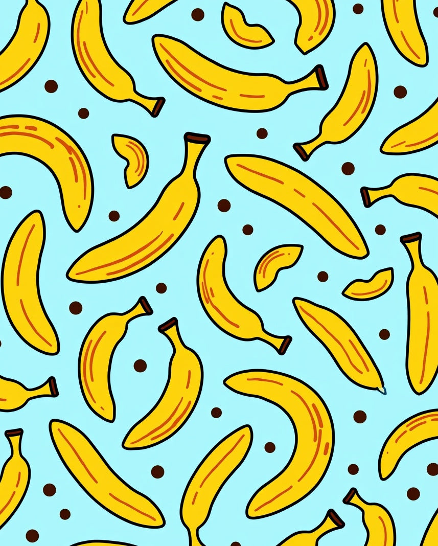 Yellow Bananas Scattered Blue Background Rug