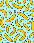 Yellow Bananas Scattered Blue Background Rug