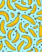 Yellow Bananas Scattered Blue Background Rug