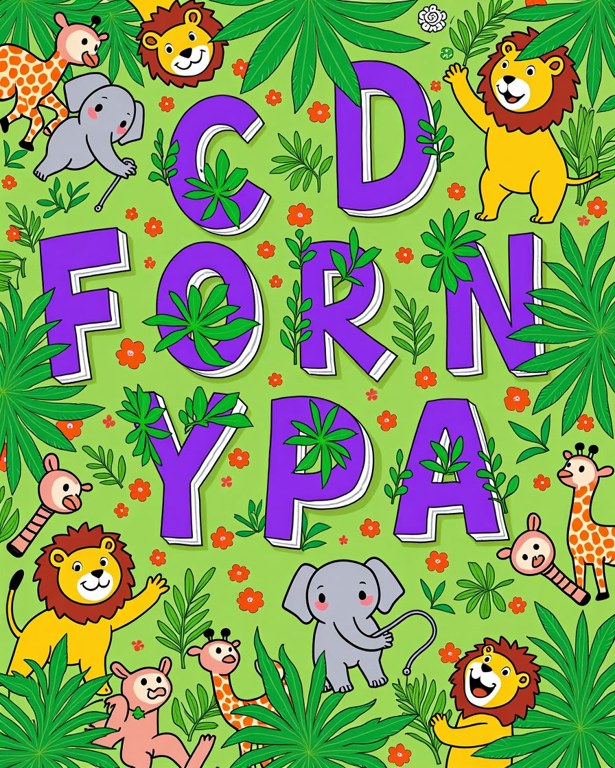 Jungle Wild Animals Alphabet Rug