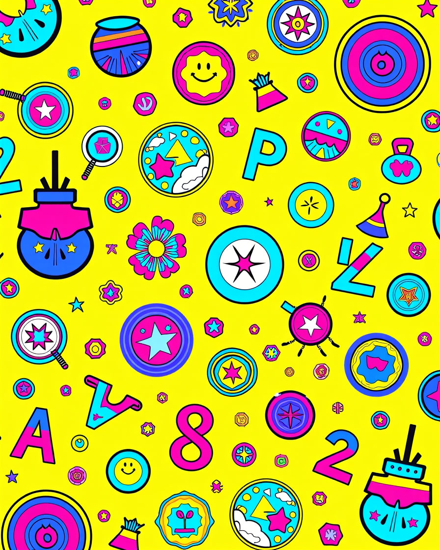 Vibrant Yellow Cartoon Fun Symbols Rug
