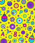 Vibrant Yellow Cartoon Fun Symbols Rug
