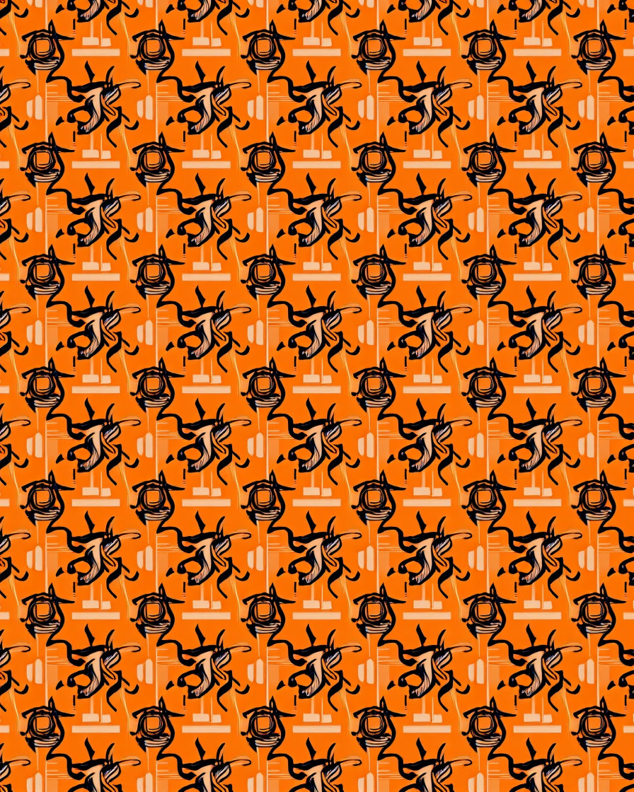 Bold Orange Abstract Creature Repeat Rug