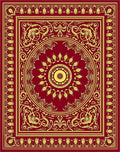 Crimson Gold Medallion Floral Traditional Rug