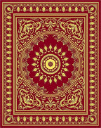 Crimson Gold Medallion Floral Traditional Rug