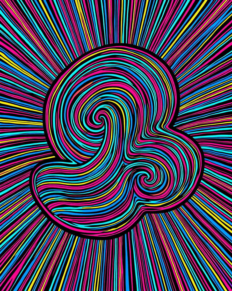 Vibrant Neon Swirl Burst Rug
