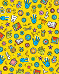 Whimsical Yellow Pop Art Collage Rug