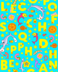 Playful Alphabet Dolphins Starry Background Rug