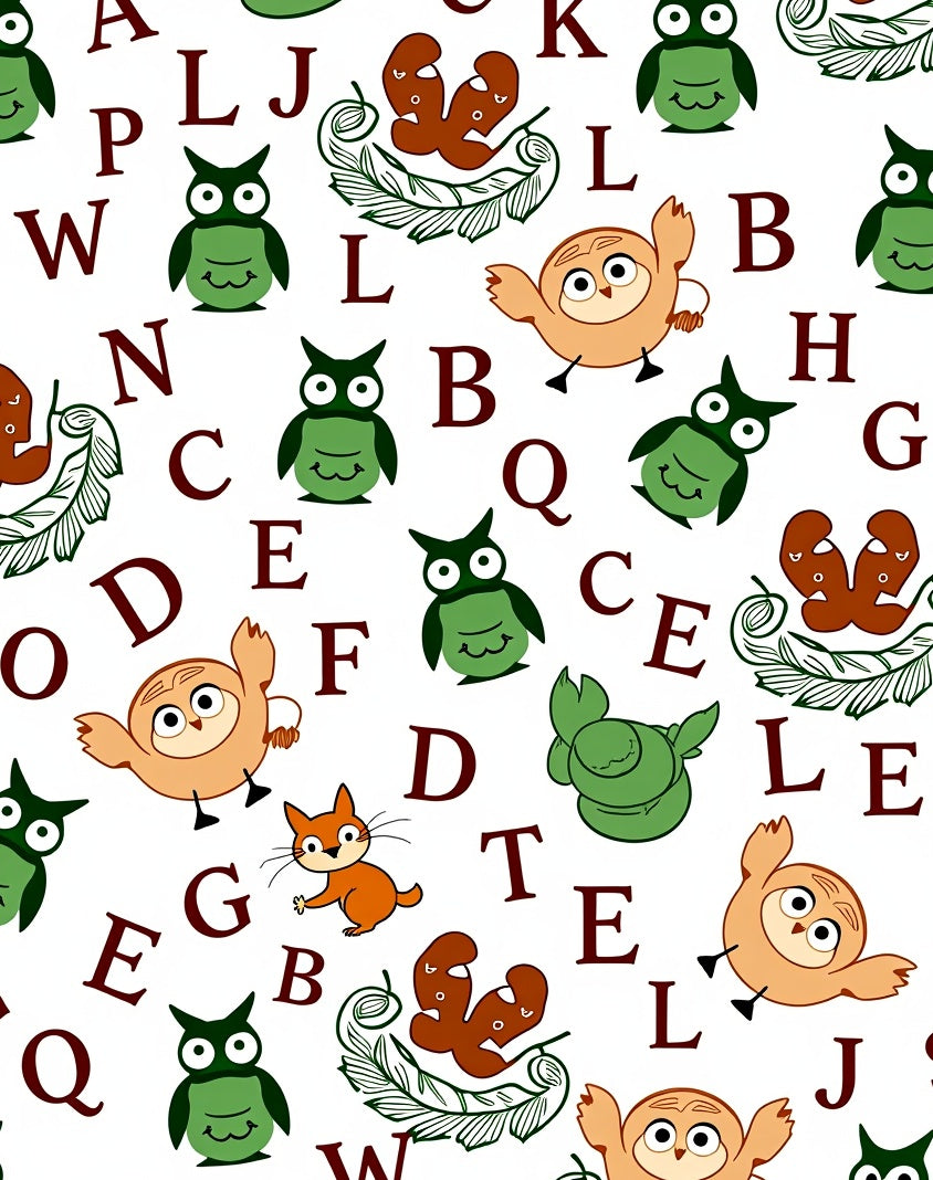 Whimsical Owl And Alphabet Friends Rug