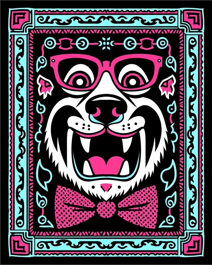 Whimsical Pink Bowtie Tiger Face Rug