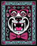 Whimsical Pink Bowtie Tiger Face Rug