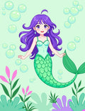 Cute Purple Mermaid Underwater Bubble Garden Rug