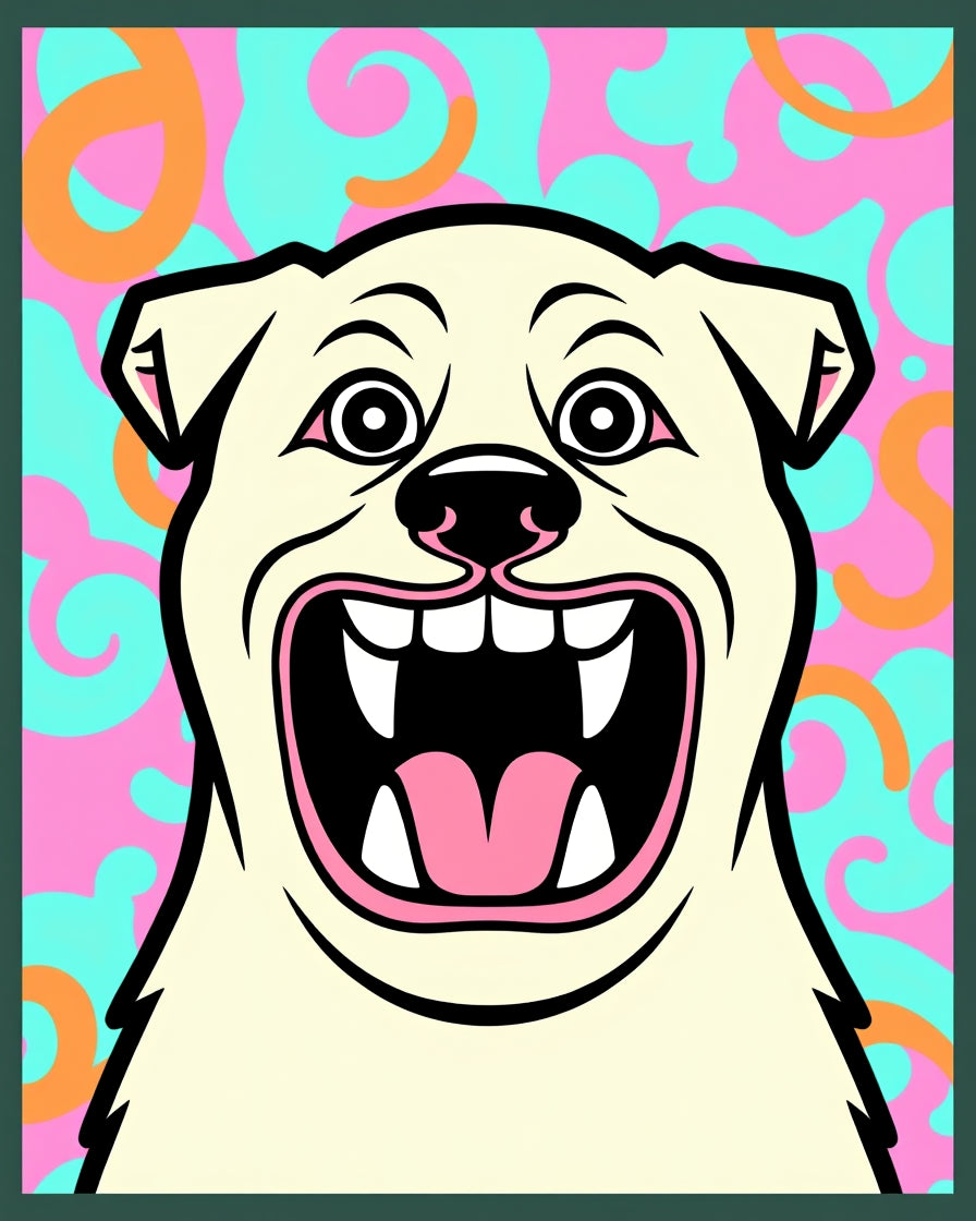 Whimsical Dog Face With Swirls Rug