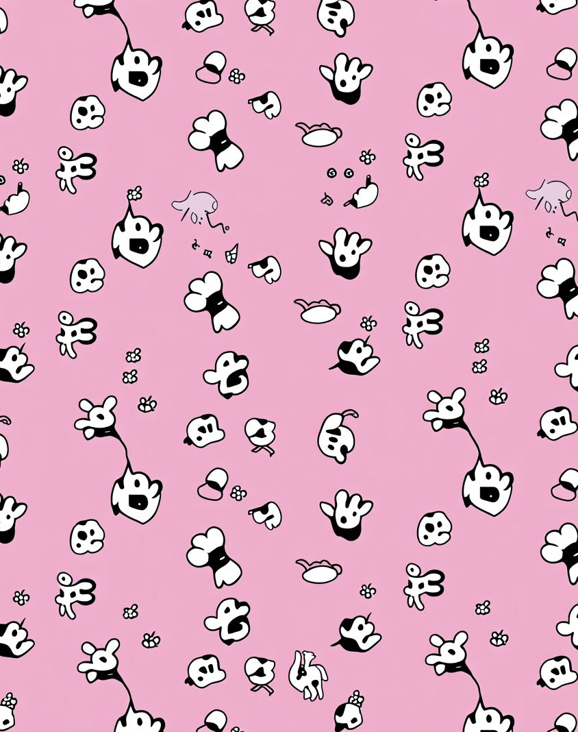Whimsical Pink Puppy Paw Print Cloud Rug