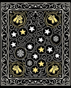 Golden Bells Starry Night Swirls Rug