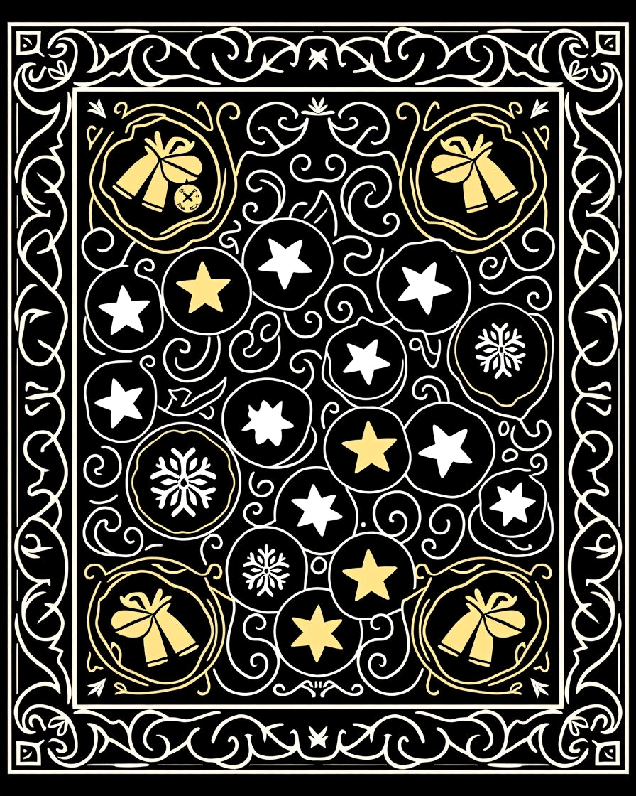 Golden Bells Starry Night Swirls Rug