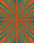 Orange Cyan Sunburst Rays Rug