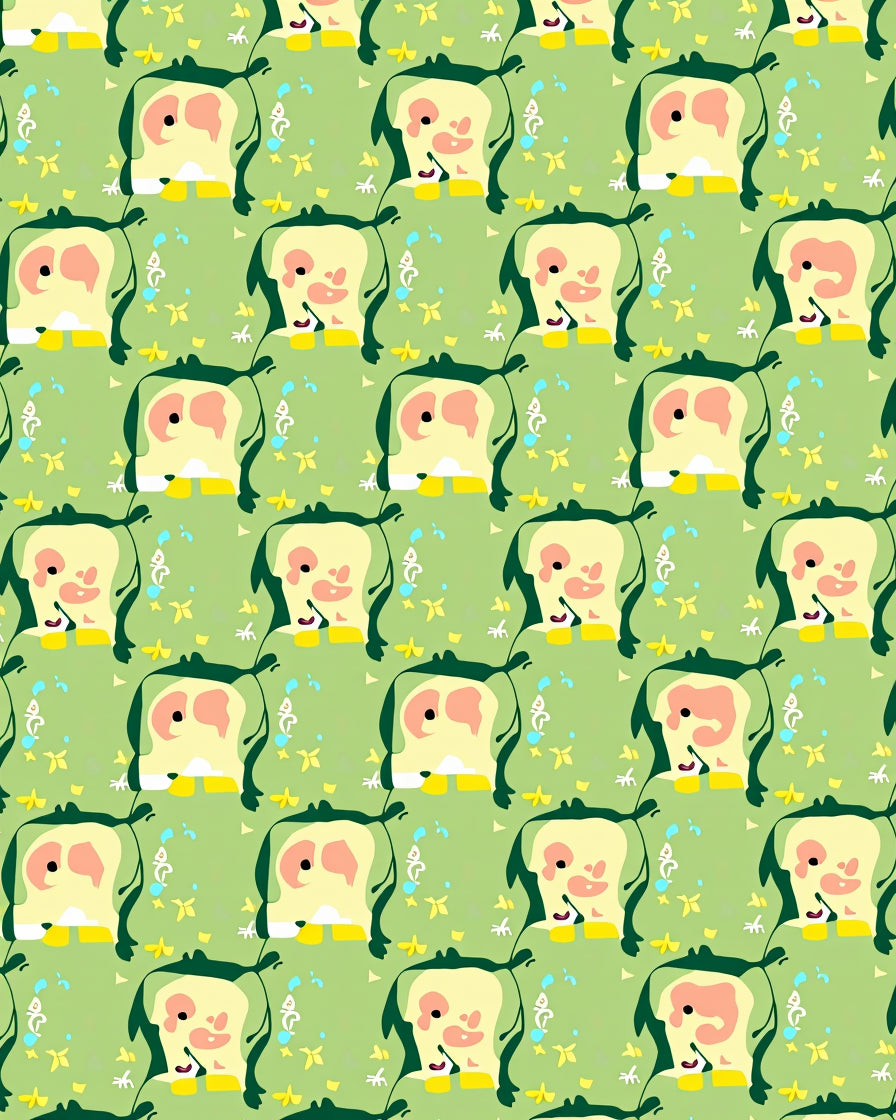 Playful Green Abstract Character Rug