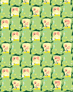 Playful Green Abstract Character Rug