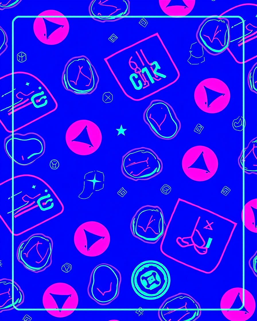 Electric Blue Neon Abstract Shapes Rug