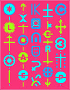Bright Neon Geometric Symbol Grid Rug