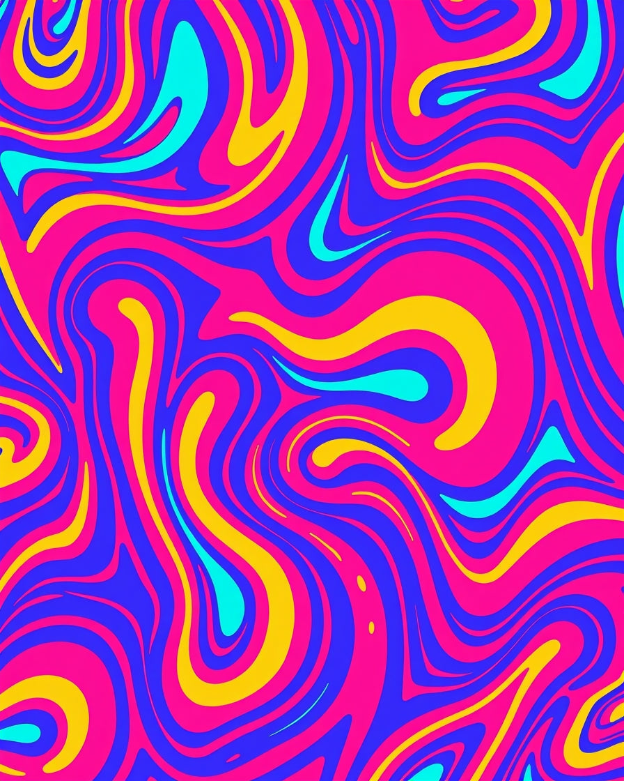 Vibrant Psychedelic Swirl Abstract Rug