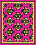 Vibrant Pink Yellow Tribal Medallions Rug