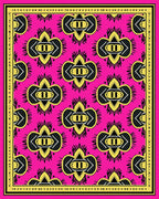 Vibrant Pink Yellow Tribal Medallions Rug