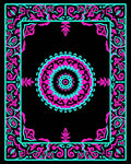 Vibrant Pink Cyan Mandala Border Rug