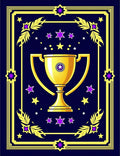 Golden Trophy With Purple Star Accents Rug
