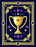 Golden Trophy With Purple Star Accents Rug