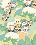 Cute animal train on camouflage background Rug