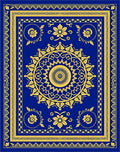 Royal Blue Yellow Ornate Mandala Rug