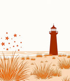 Coastal Lighthouse Starfish Beach Rug